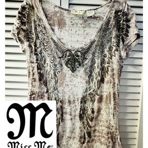 GUC MISS ME Embellished Burnout T-Shirt Size Large